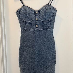 Windsor Denim Button Bodycon Mini Dress